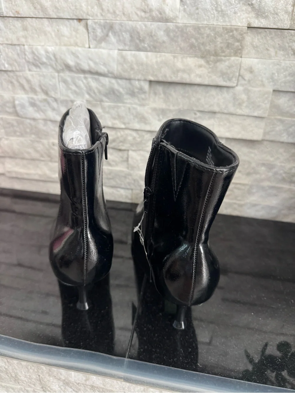 Rachel Zoe Black Patent Ankle Booties with Kitten Heel